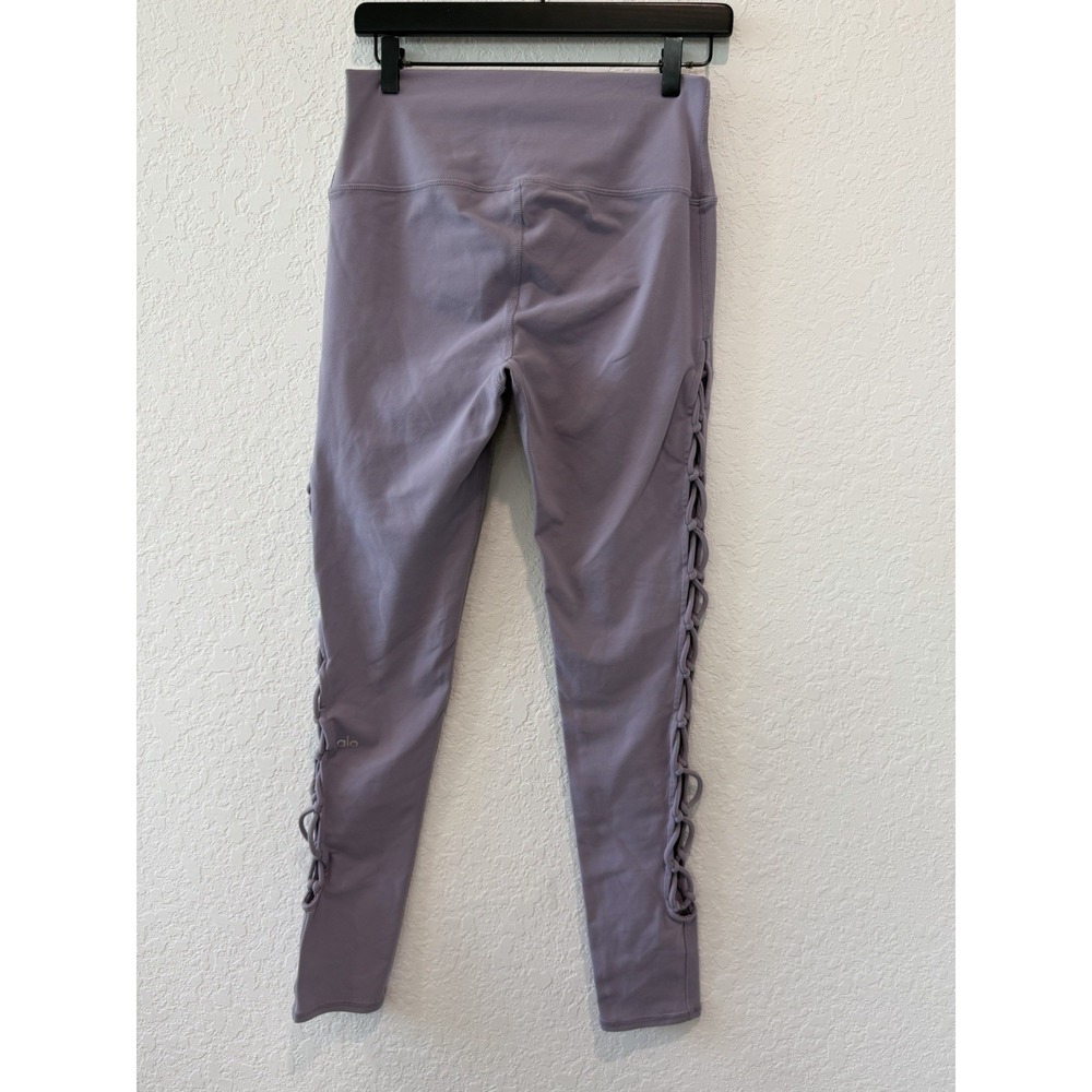 Alo Woman's High Waist Yoga Interlace Leggings Lilac Purple L Full Length - Picture 3 of 10